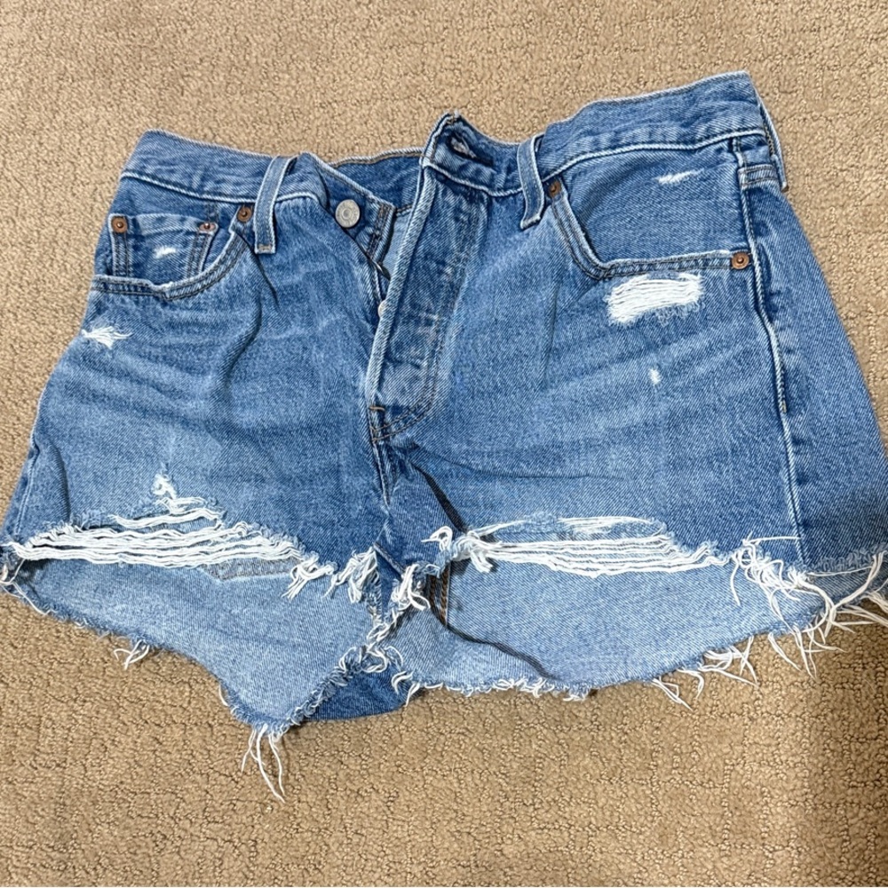 Levi’s Distressed Blue Denim Shorts